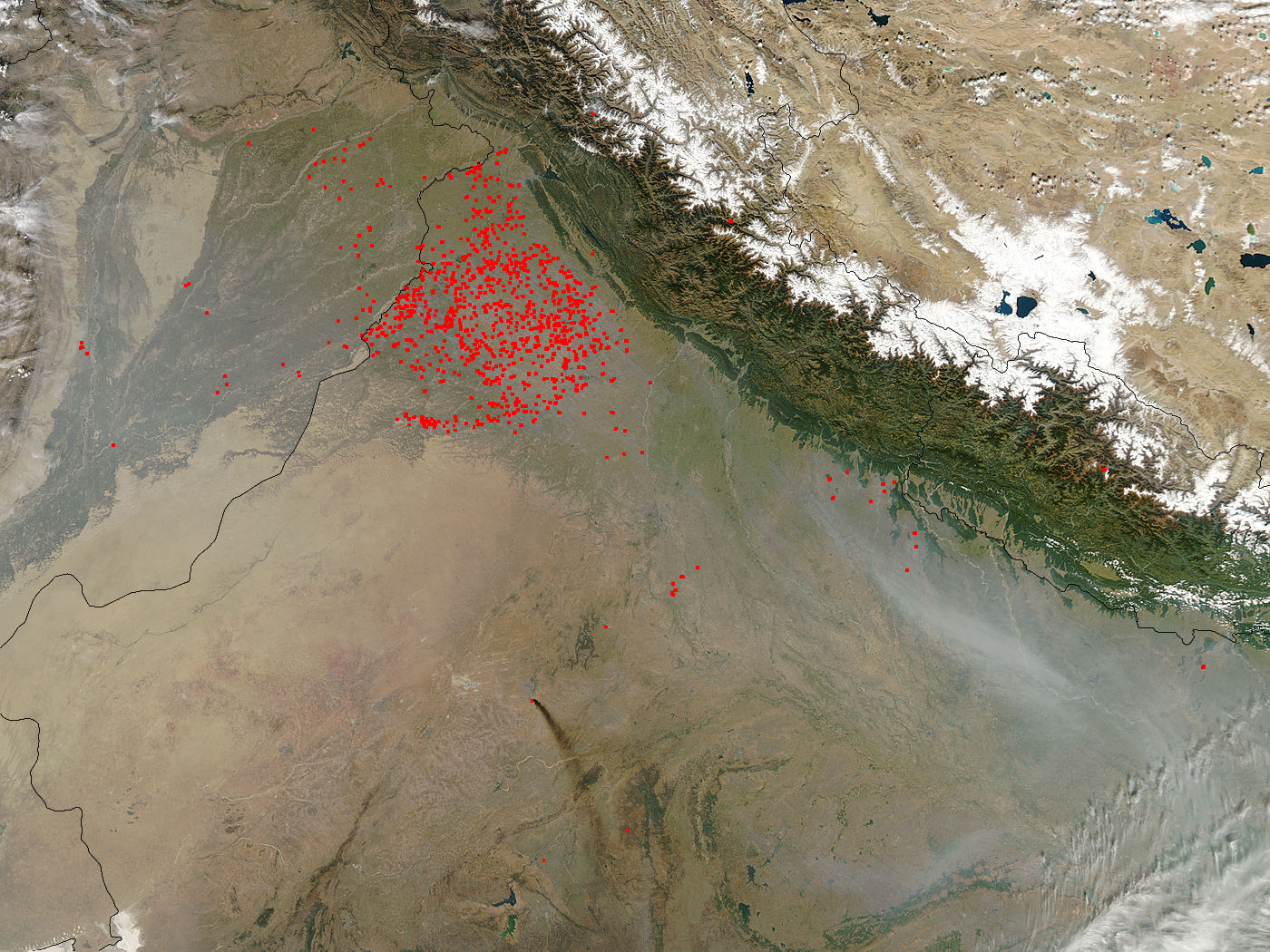 Fires and smoke in northern India