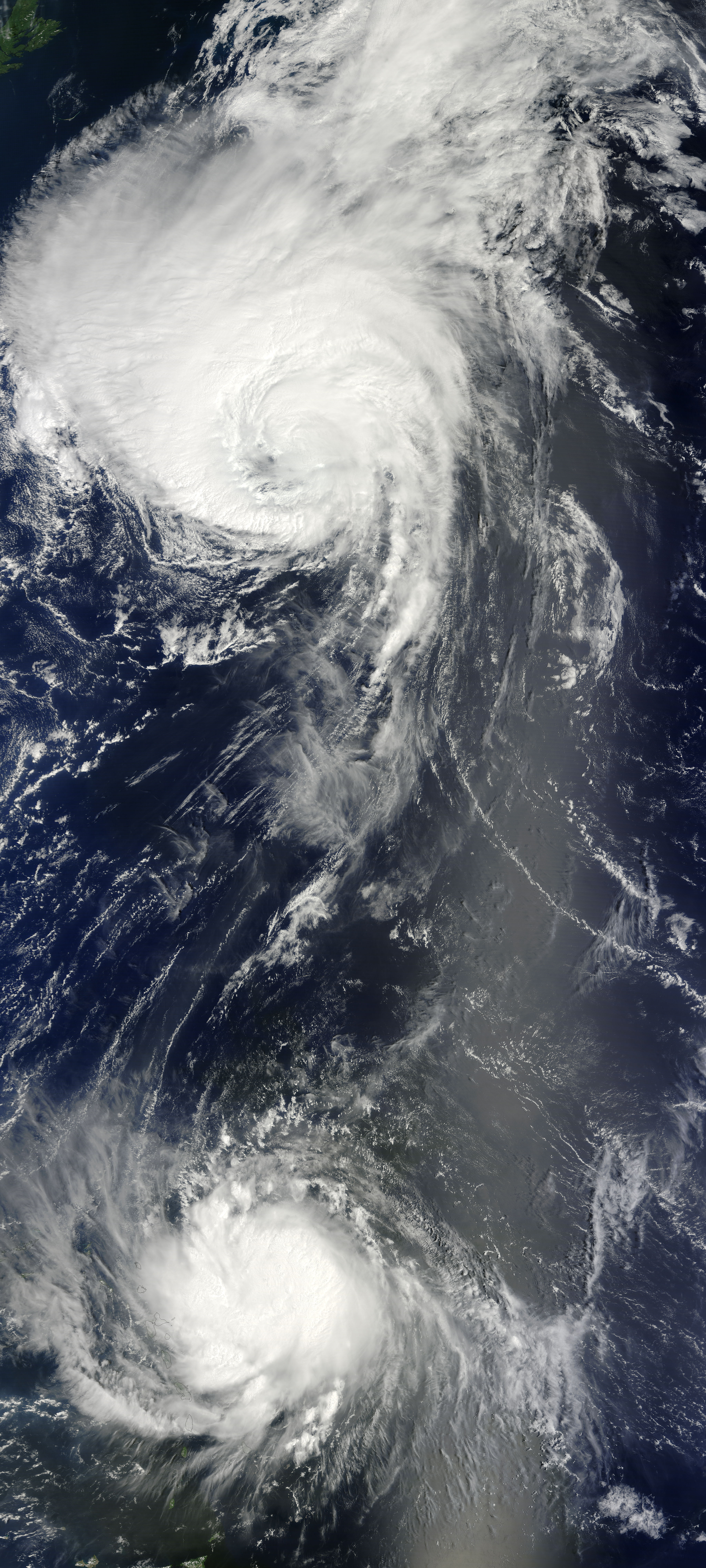 Hurricanes Danielle (06L) and Earl (07L) in the Atlantic Ocean - related image preview