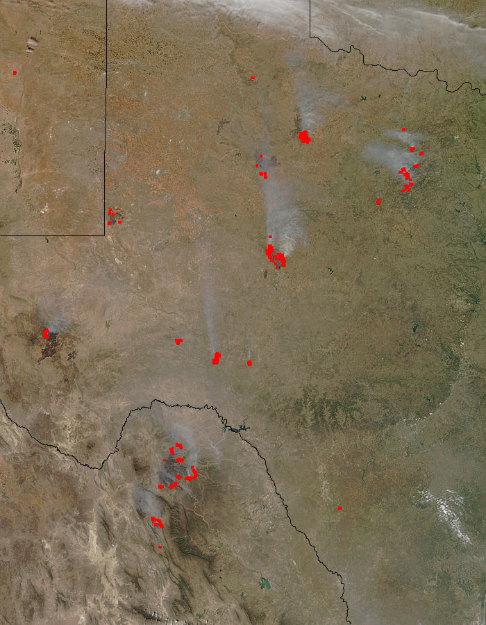 Fires and burn scars in northern Mexico and Texas (true color) - related image preview