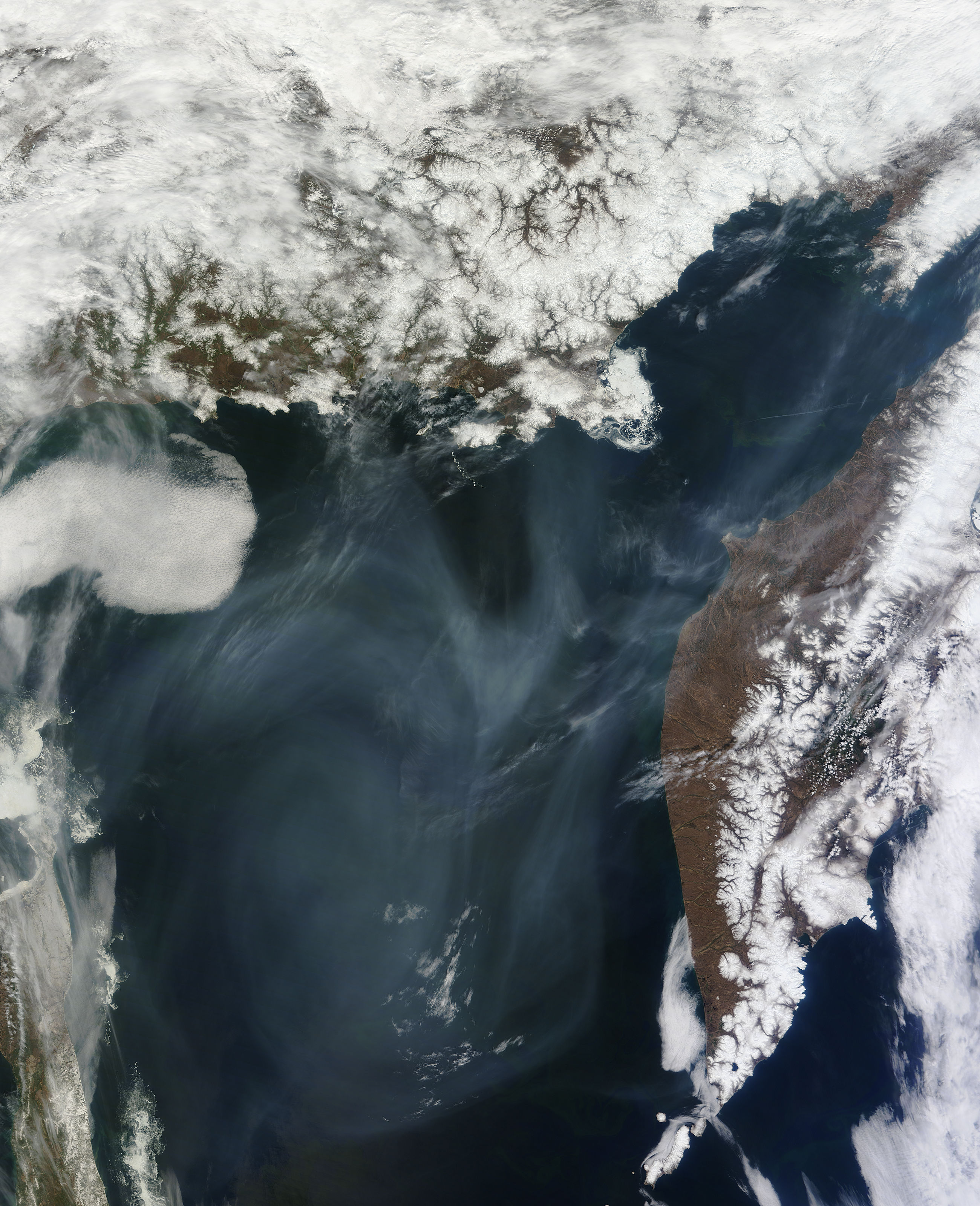 Smoke from Russian fires over the Sea of Okhotsk - related image preview
