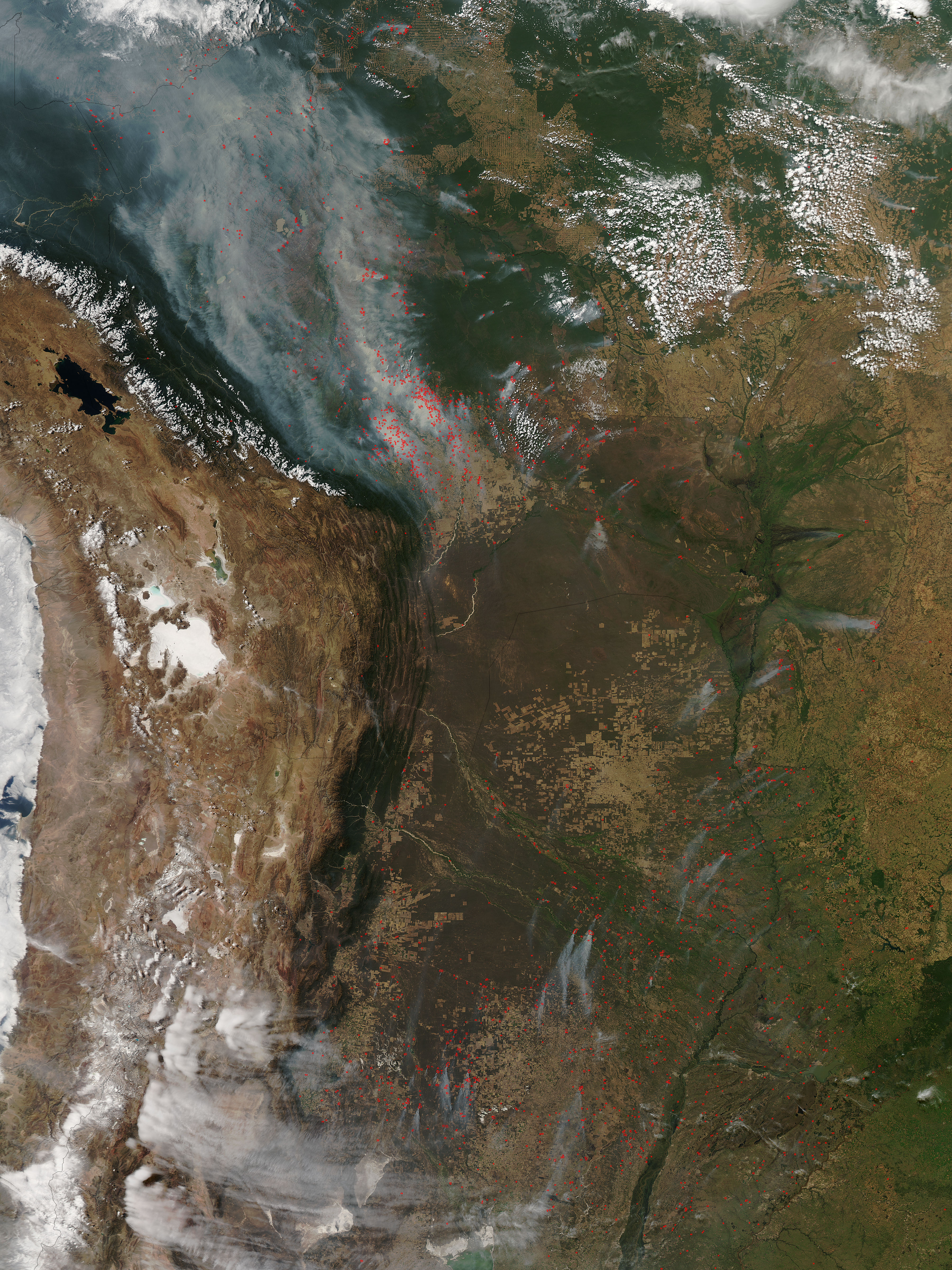 Fires and smoke in central South America - related image preview