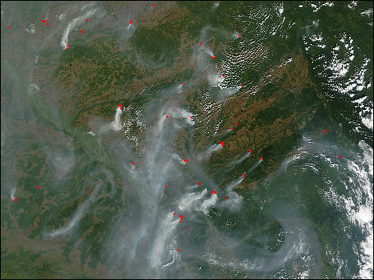 Fires in South-central Russia