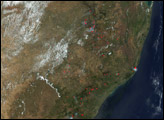 Fires along the Southeast African coast