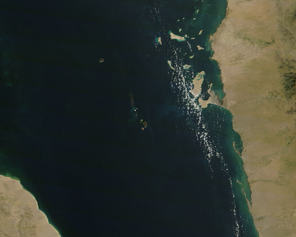 Plume from new volcanic island near Rugged Island, southern Red Sea (morning overpass) - related image preview