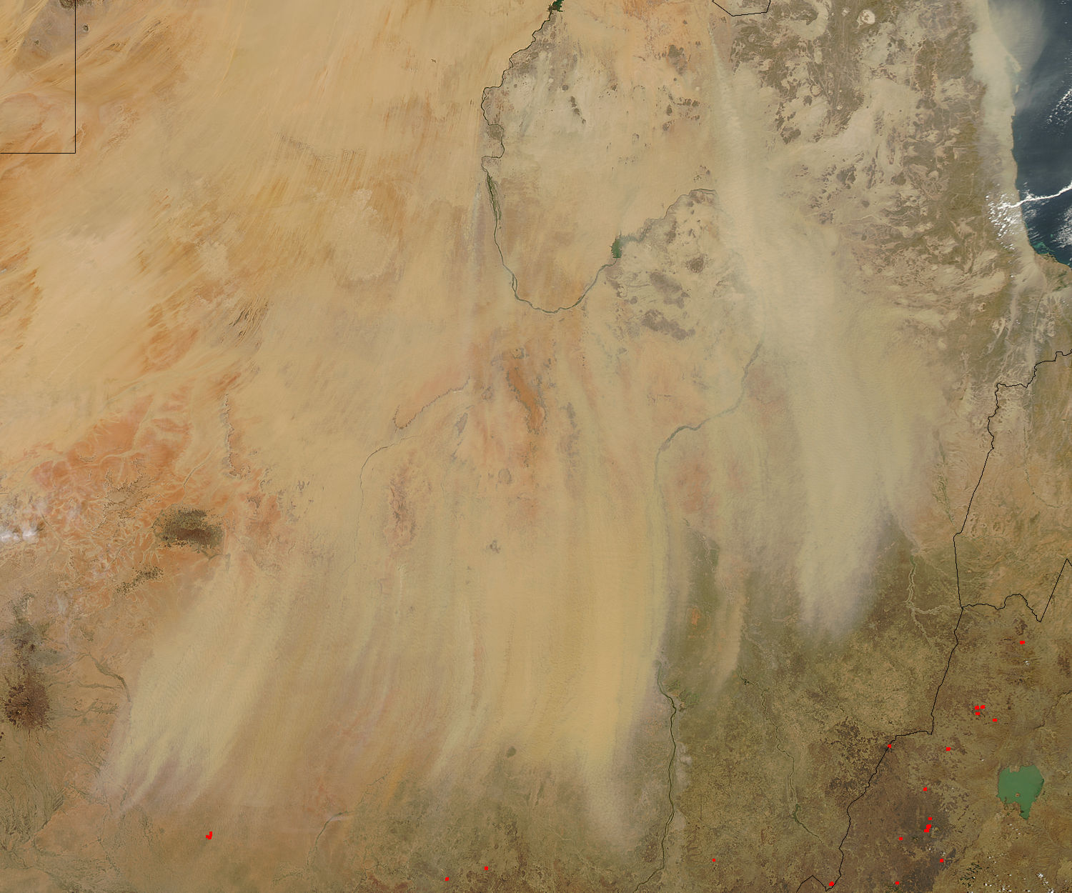 Dust storms in the eastern Sahara (afternoon overpass) - related image preview