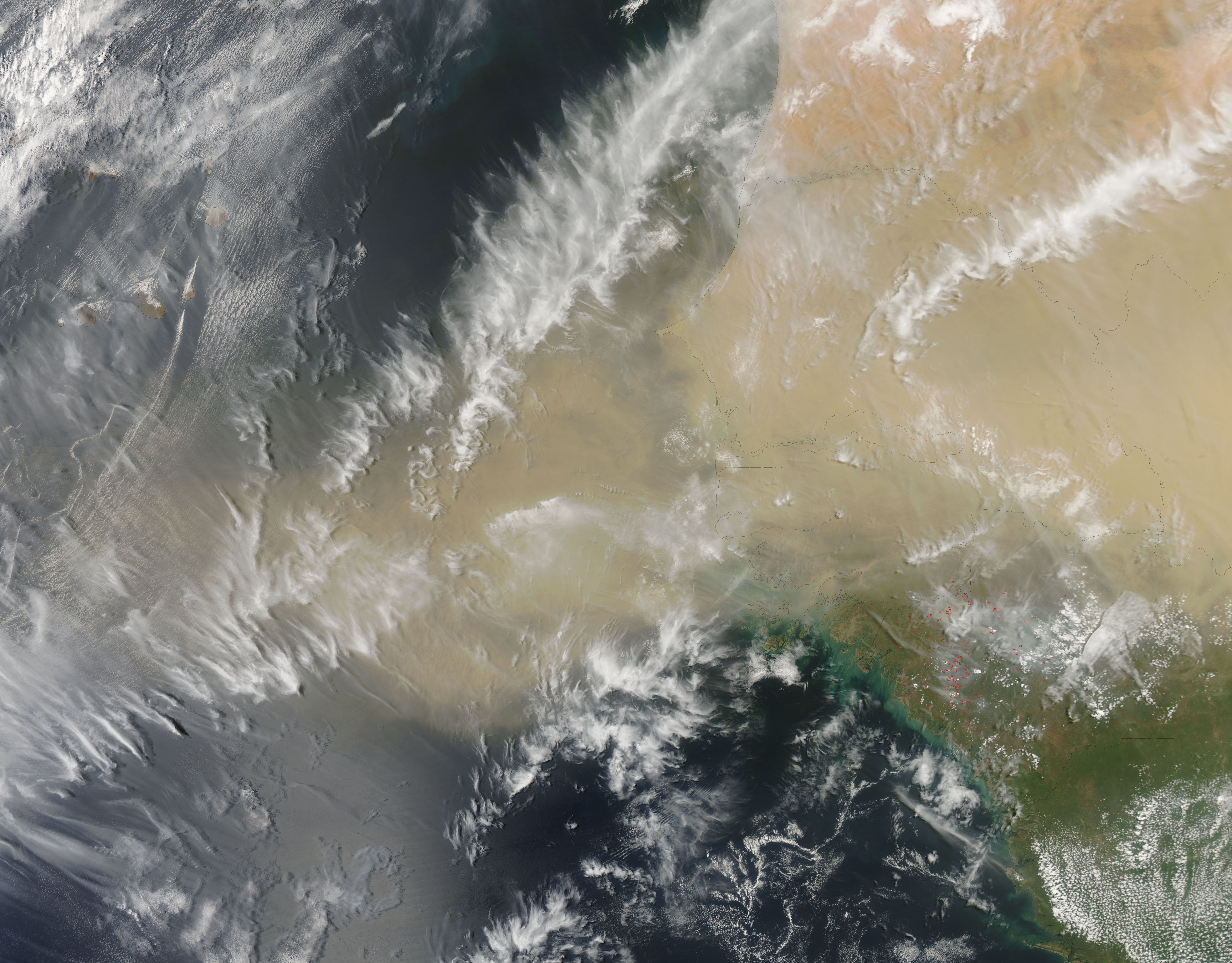 Dust storm off West Africa (afternoon overpass) - related image preview