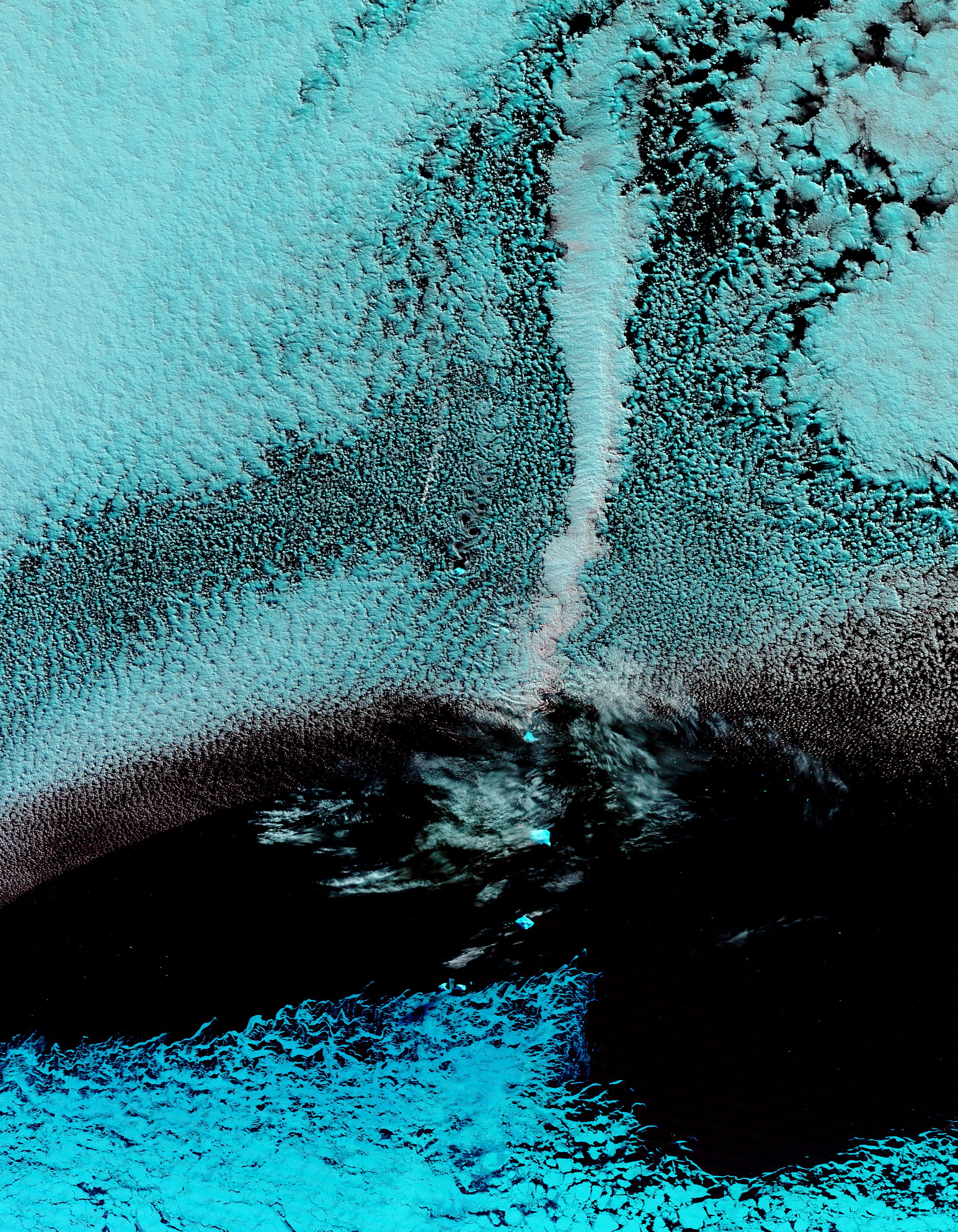 Plumes from Zavodovski and Mount Michael volcanoes, South Sandwich Islands (false color) - related image preview