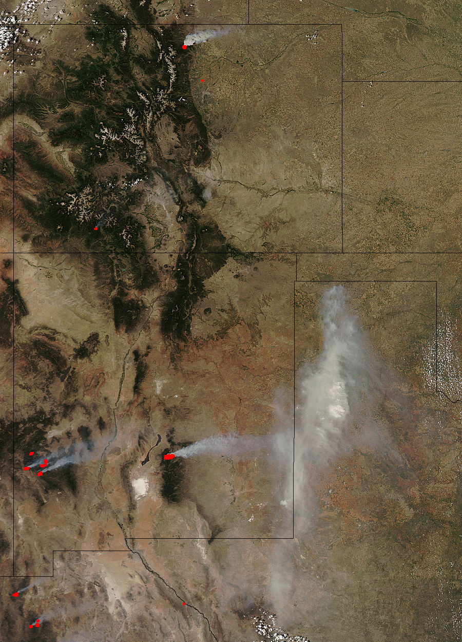 Fires and smoke in western United States (afternoon overpass) - related image preview