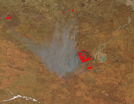 Fires and smoke in Western Australia (afternoon overpass) - related image preview