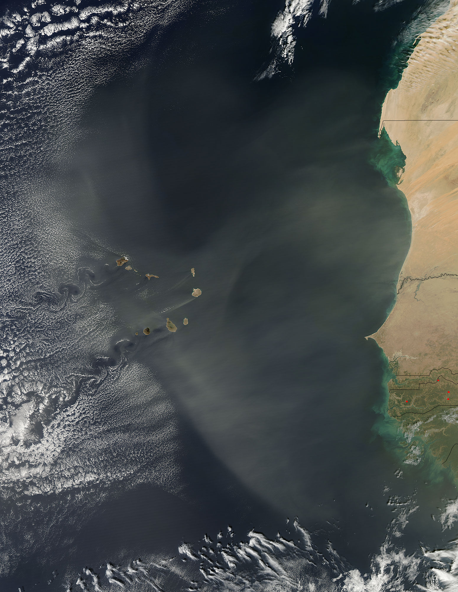 Dust storm off West Africa (afternoon overpass) - related image preview