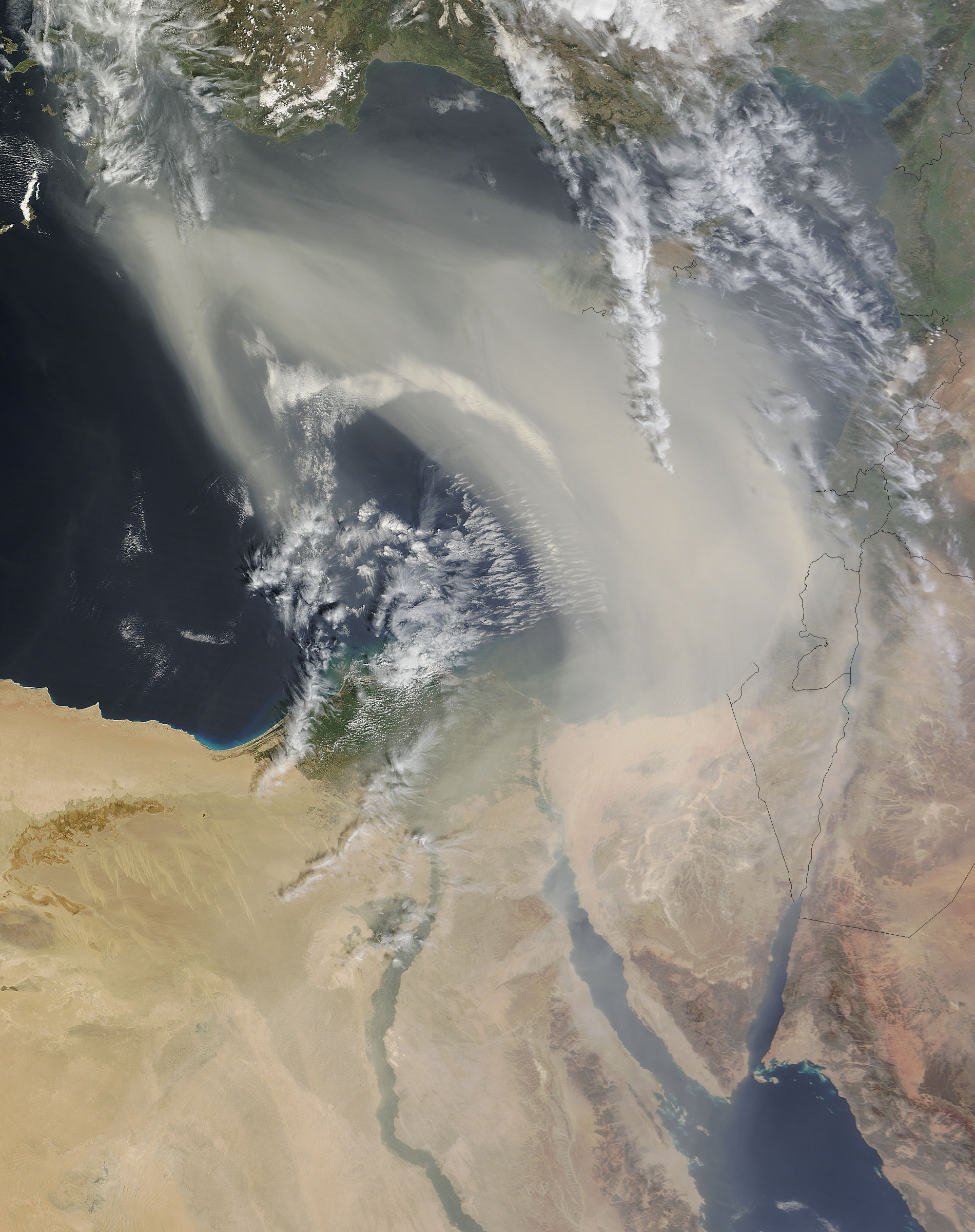 Dust storm over the eastern Mediterranean Sea - related image preview