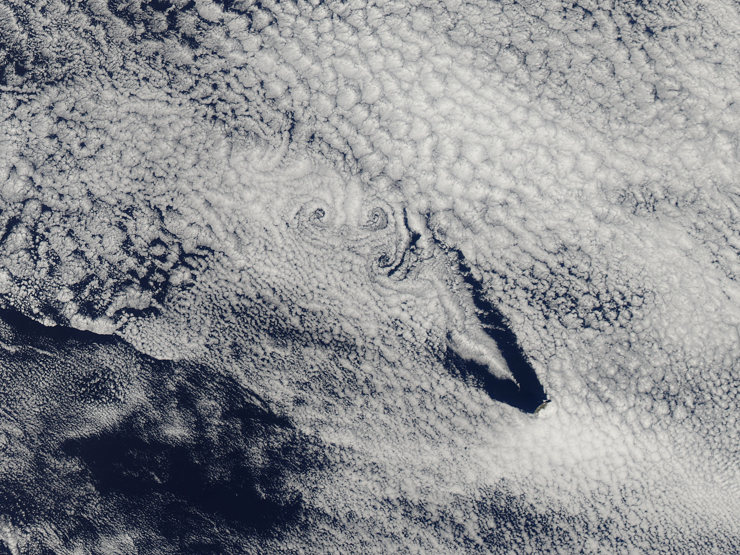 Cloud vortices off Saint Helena Island, south Atlantic Ocean - related image preview