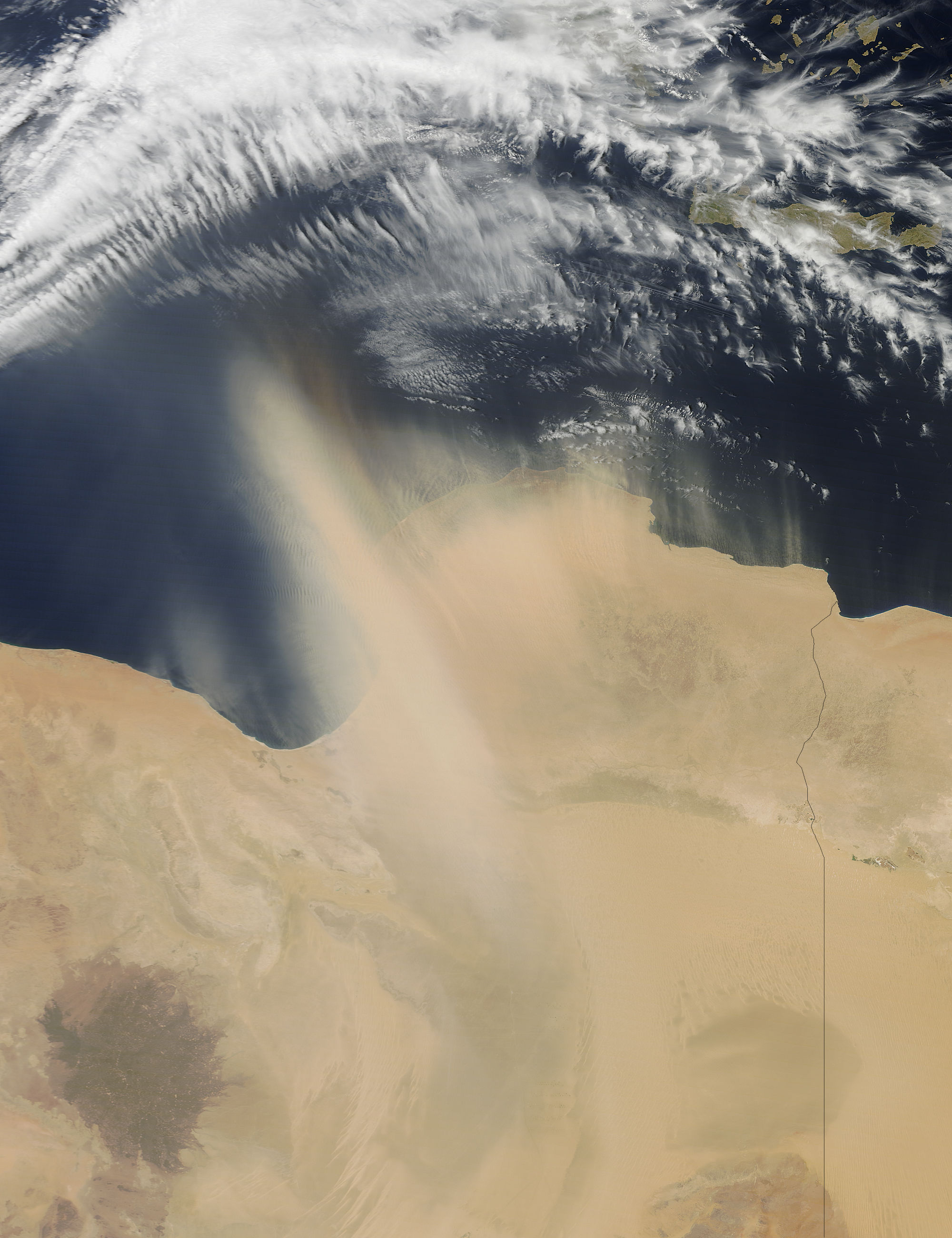 Dust storm off Libya (morning overpass) - related image preview