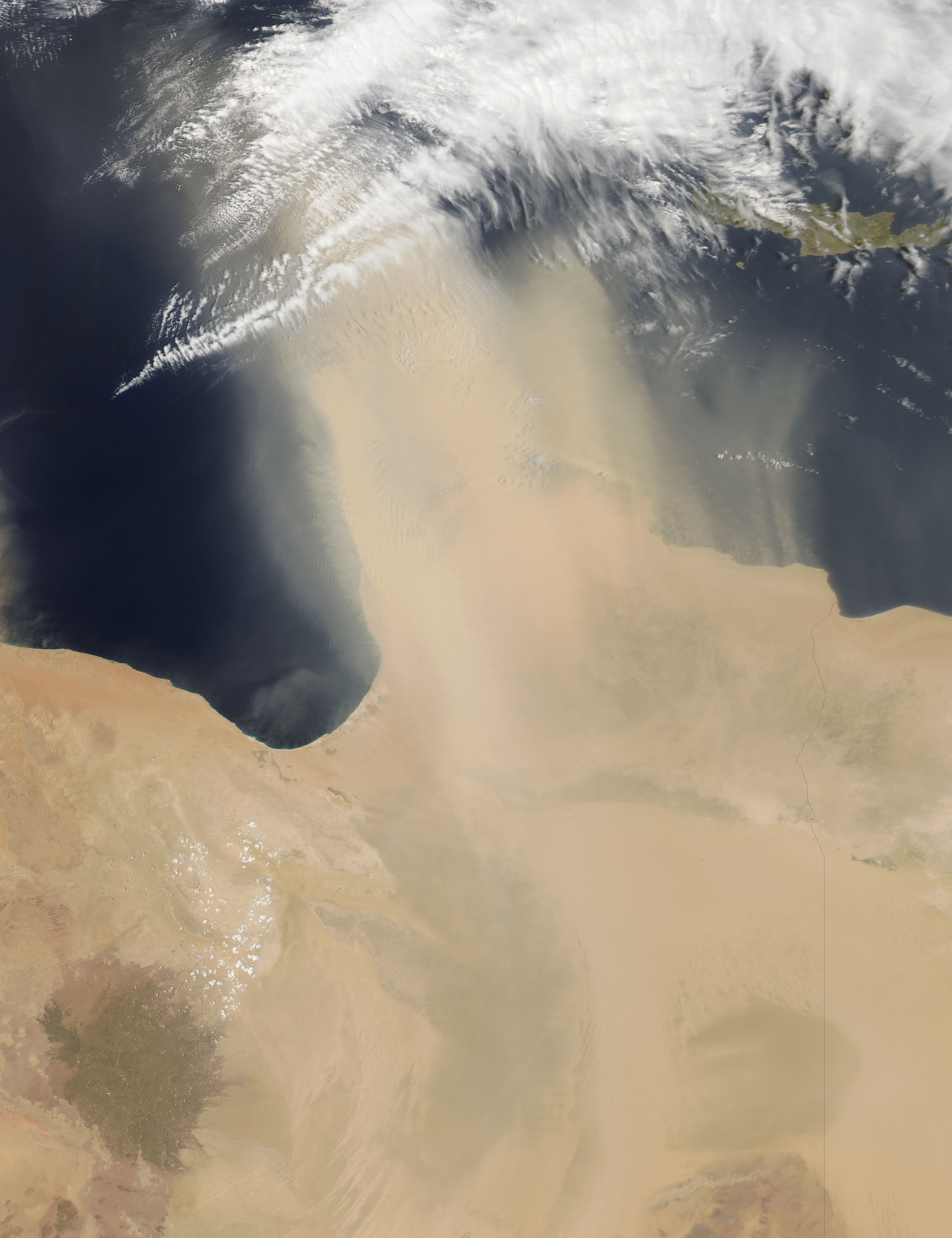 Dust storm off Libya (afternoon overpass) - related image preview