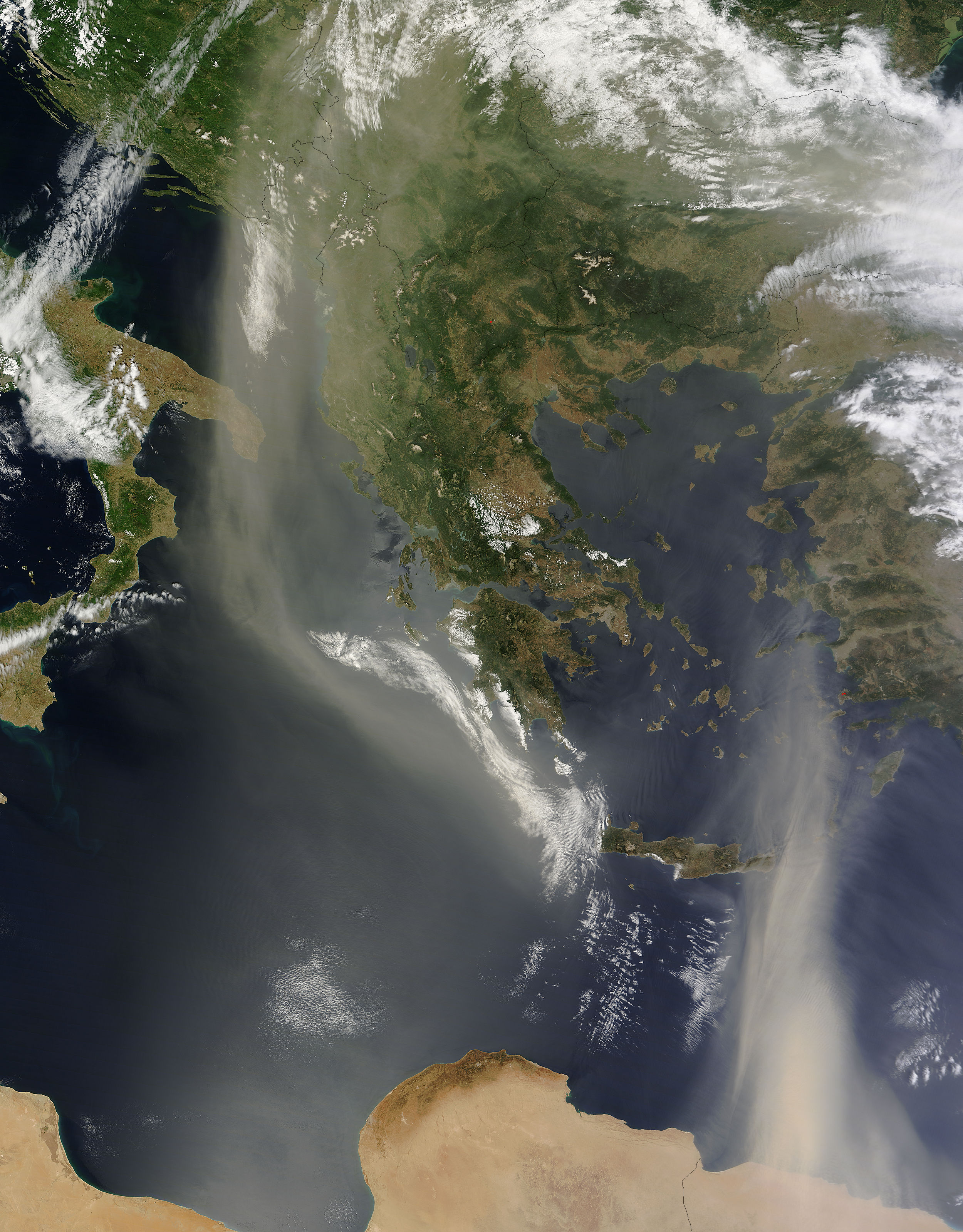 Saharan dust over Europe and the Mediterranean Sea (morning overpass) - related image preview