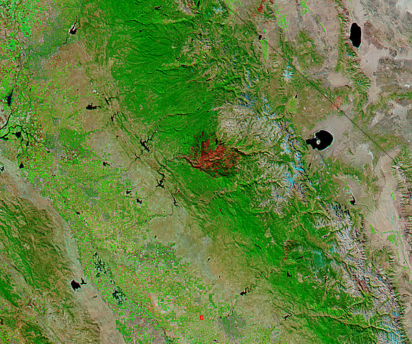 Burn scar from the Rim Fire, California (false color) - related image preview