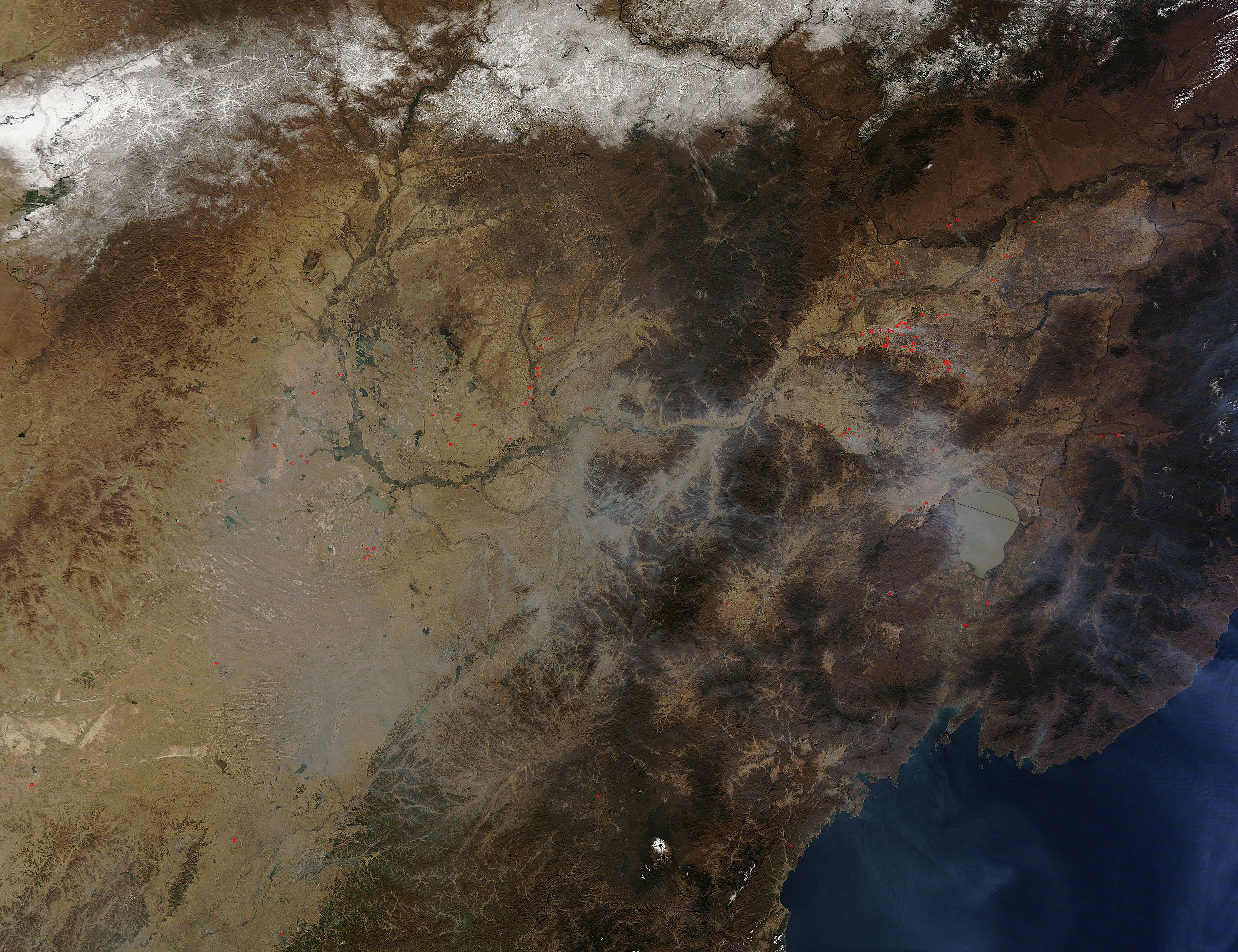 Fires and smoke in northeastern China (morning overpass) - related image preview