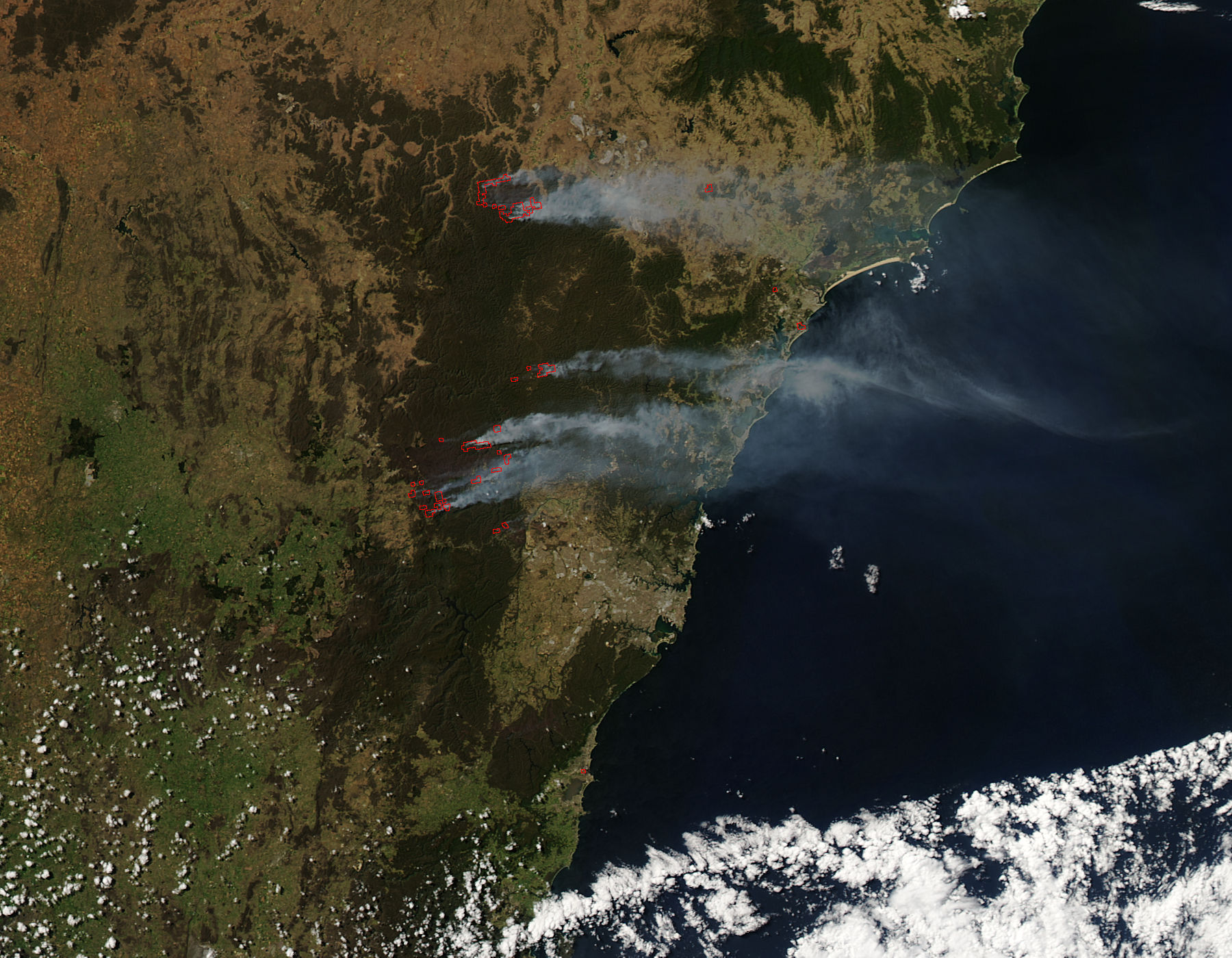 Fires near Sydney, Australia (afternoon overpass) - related image preview