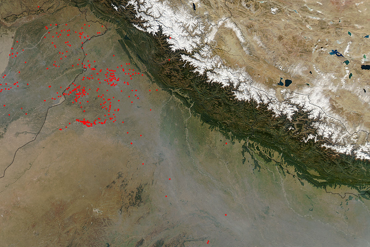 Fires and smoke in northern India