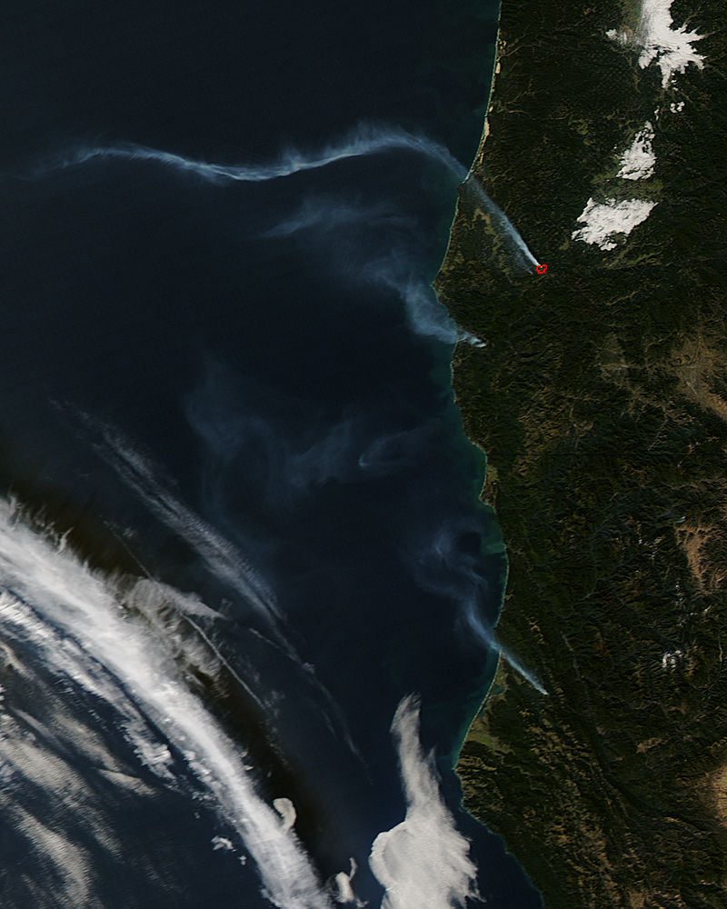 Fires in coastal Oregon and California (afternoon overpass) - related image preview