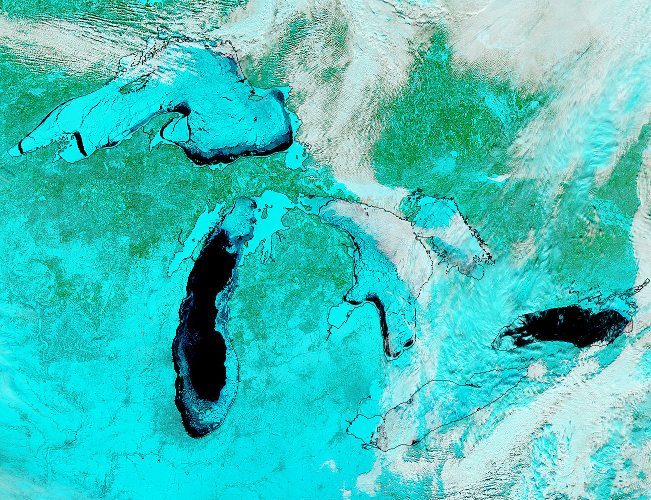 Ice on the Great Lakes (false color) - related image preview