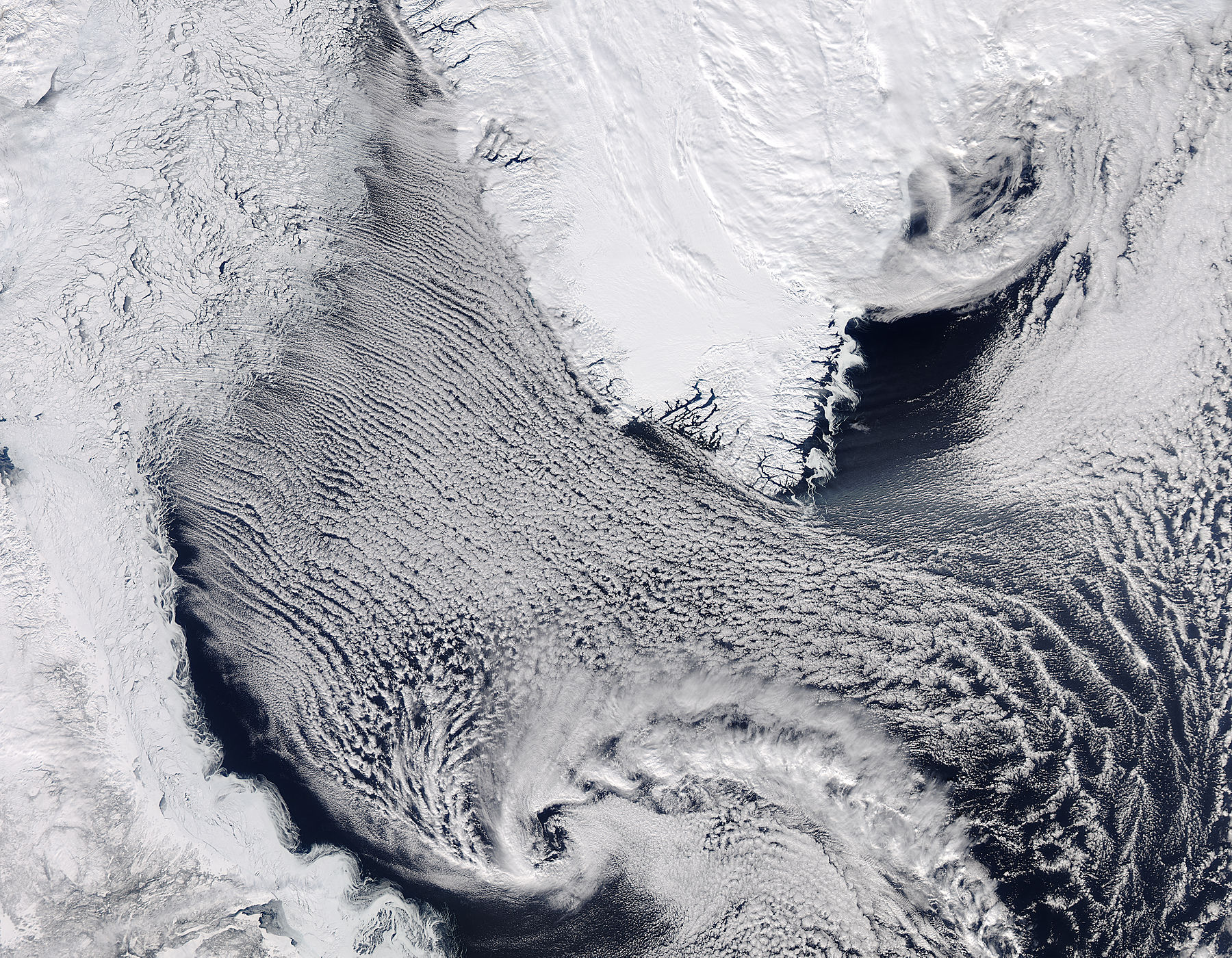 Cloud streets in the Labrador Sea