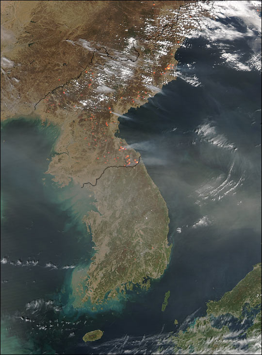 Fires on Korean Peninsula