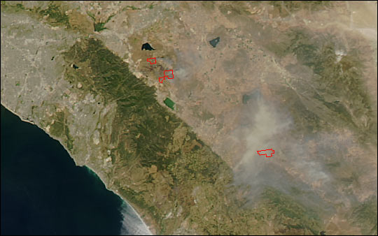 Fires Southeast of Los Angeles, California