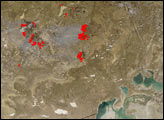 Fires between the Caspian and Aral Seas