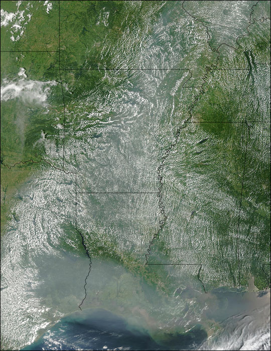Smoke from Alaskan Fires over Louisiana