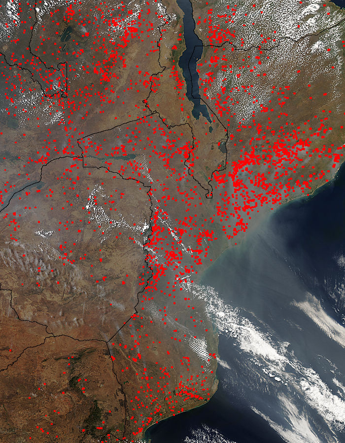 Fires and smoke in southeastern Africa - related image preview