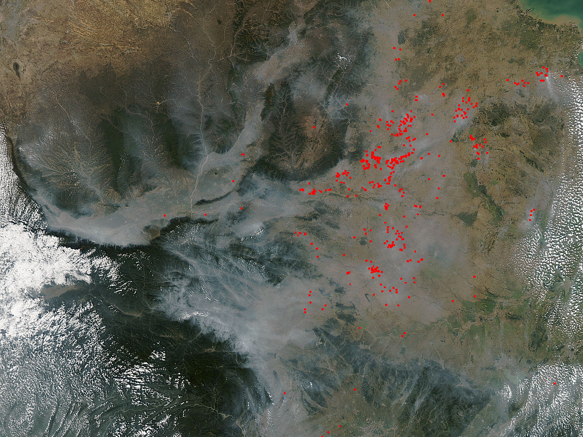Fires, smoke, and haze in central China - related image preview
