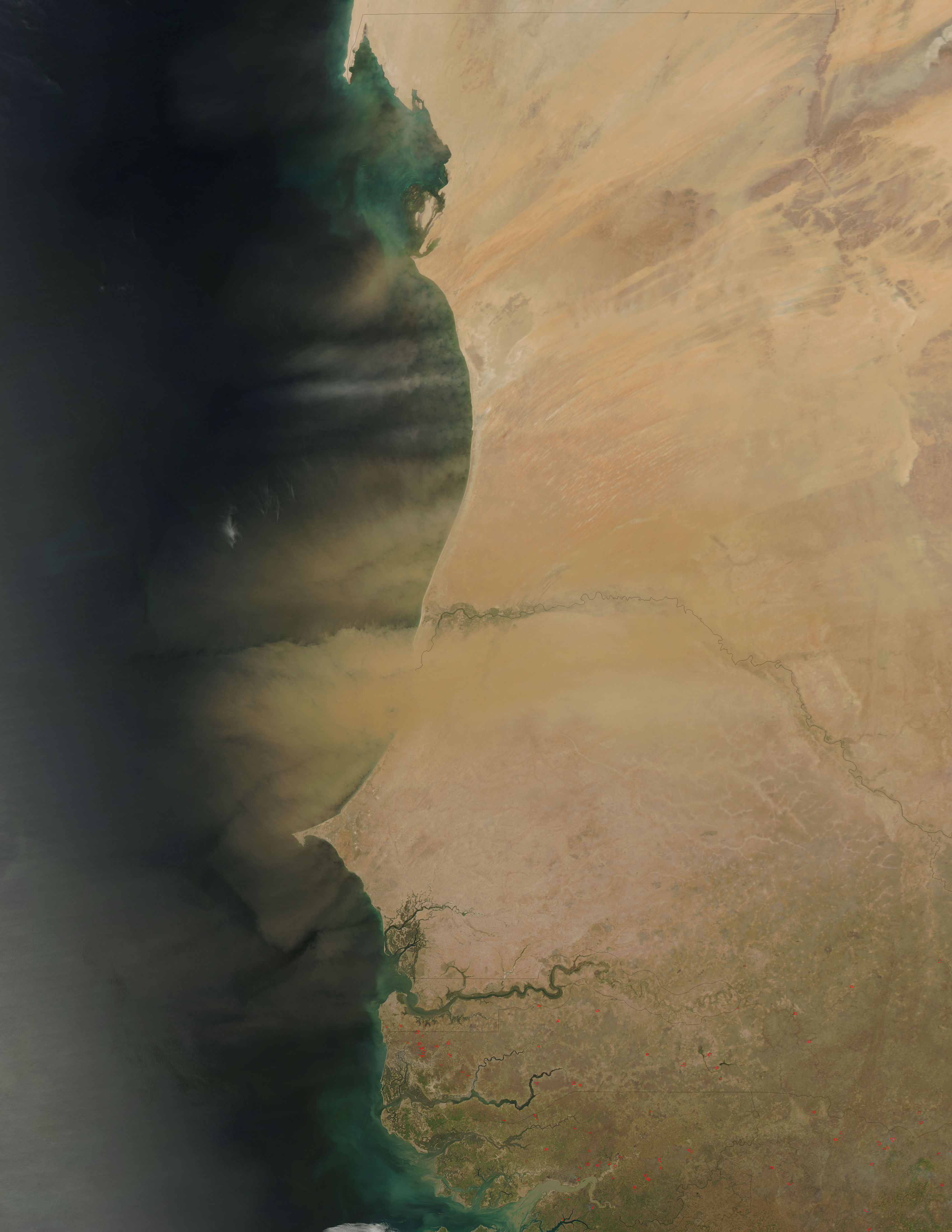 Dust storm off West Africa (afternoon overpass) - related image preview