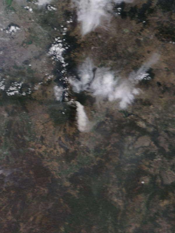 Ash plume from Popocatépetl volcano, Mexico (true color) - related image preview