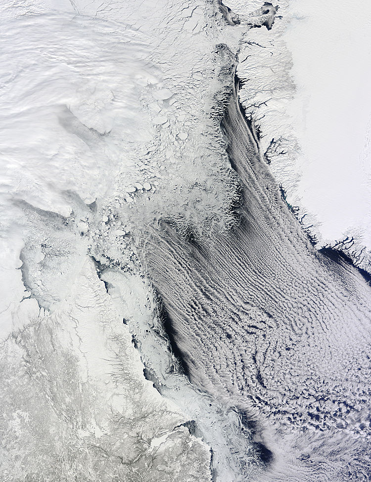 Sea Ice and Cloud Streets in the Labrador Sea