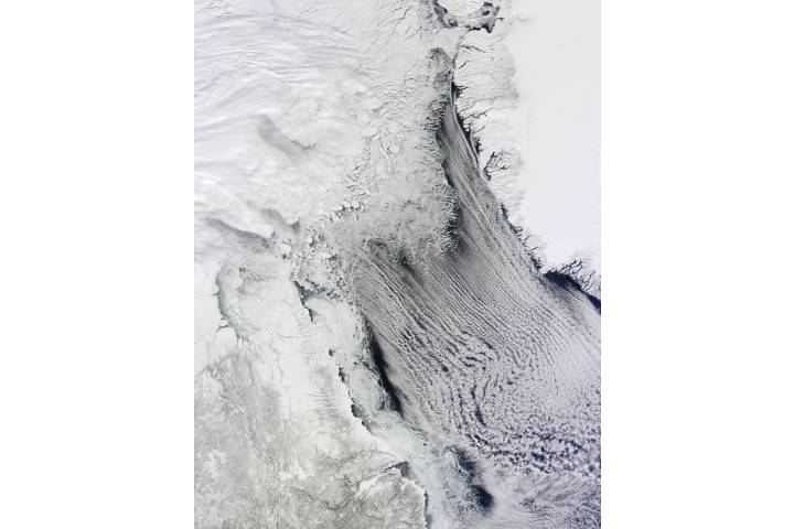 Sea Ice and Cloud Streets in the Labrador Sea