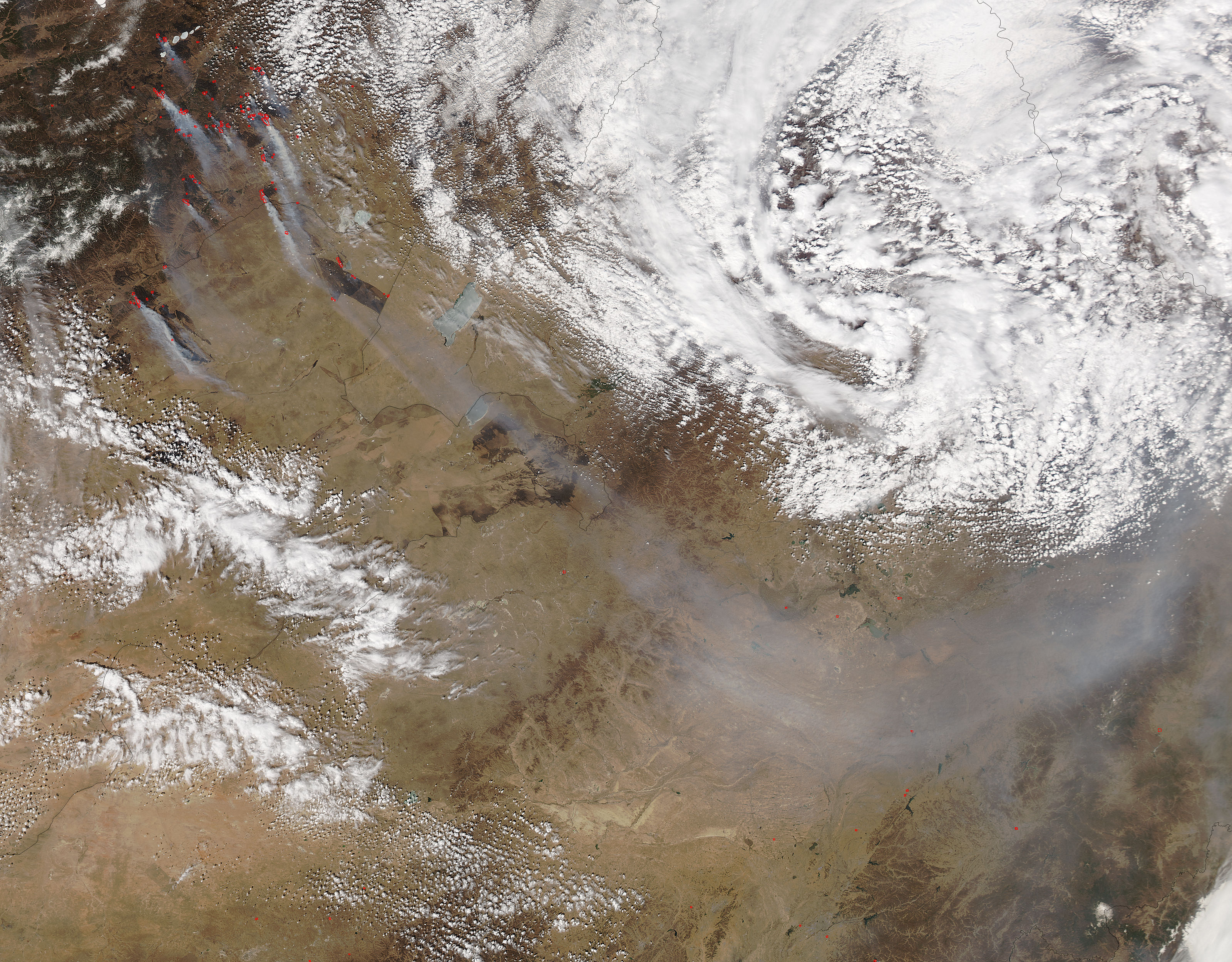 Fires and smoke in eastern Asia - related image preview