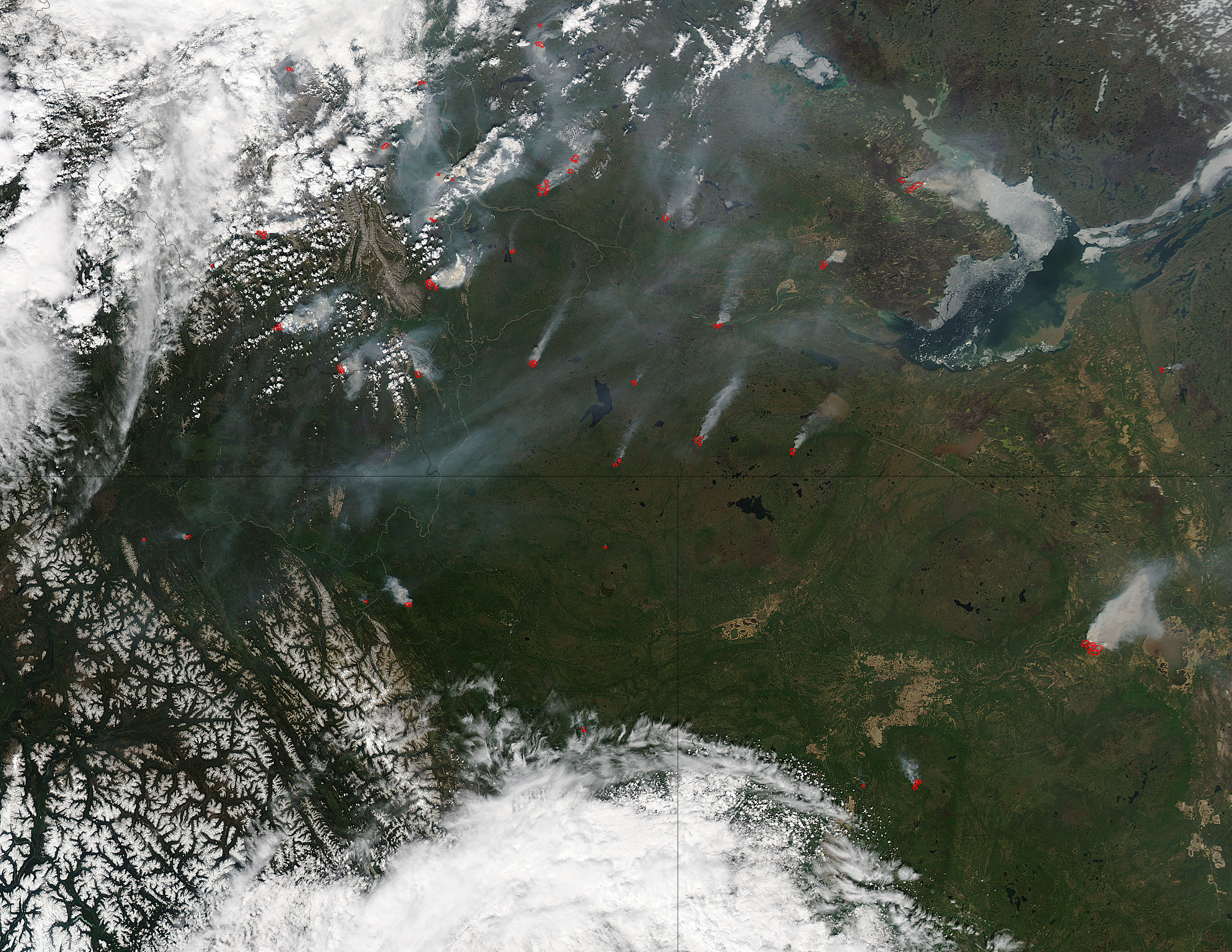 Fires in northern Canada (afternoon overpass) - related image preview