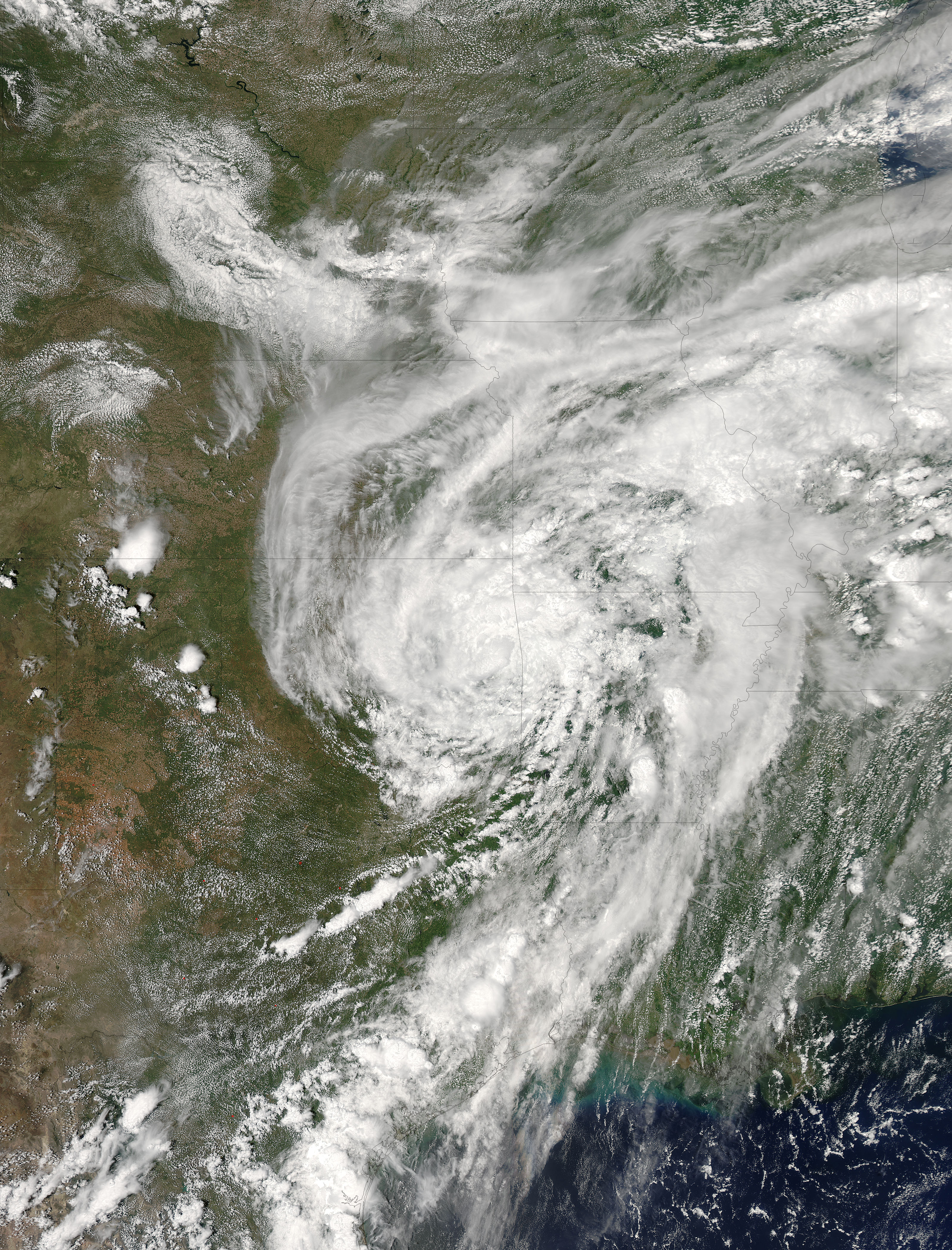 Remnants of Tropical Storm Bill (02L) over the central United States - related image preview