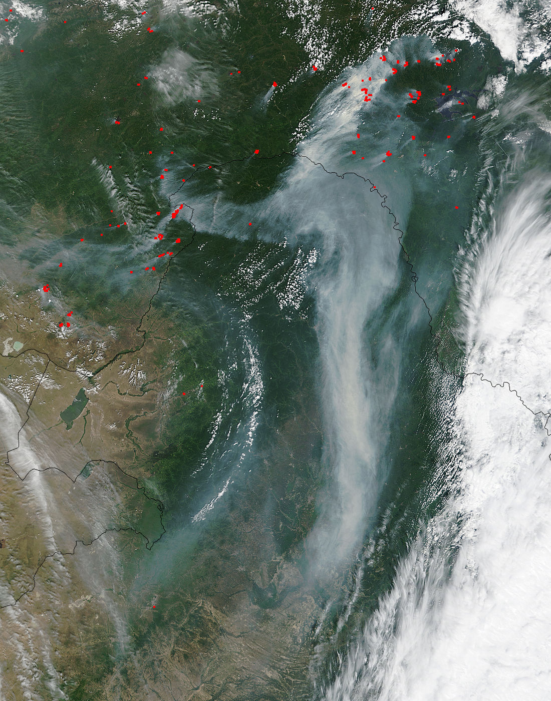 Smoke and fires in eastern Asia - related image preview