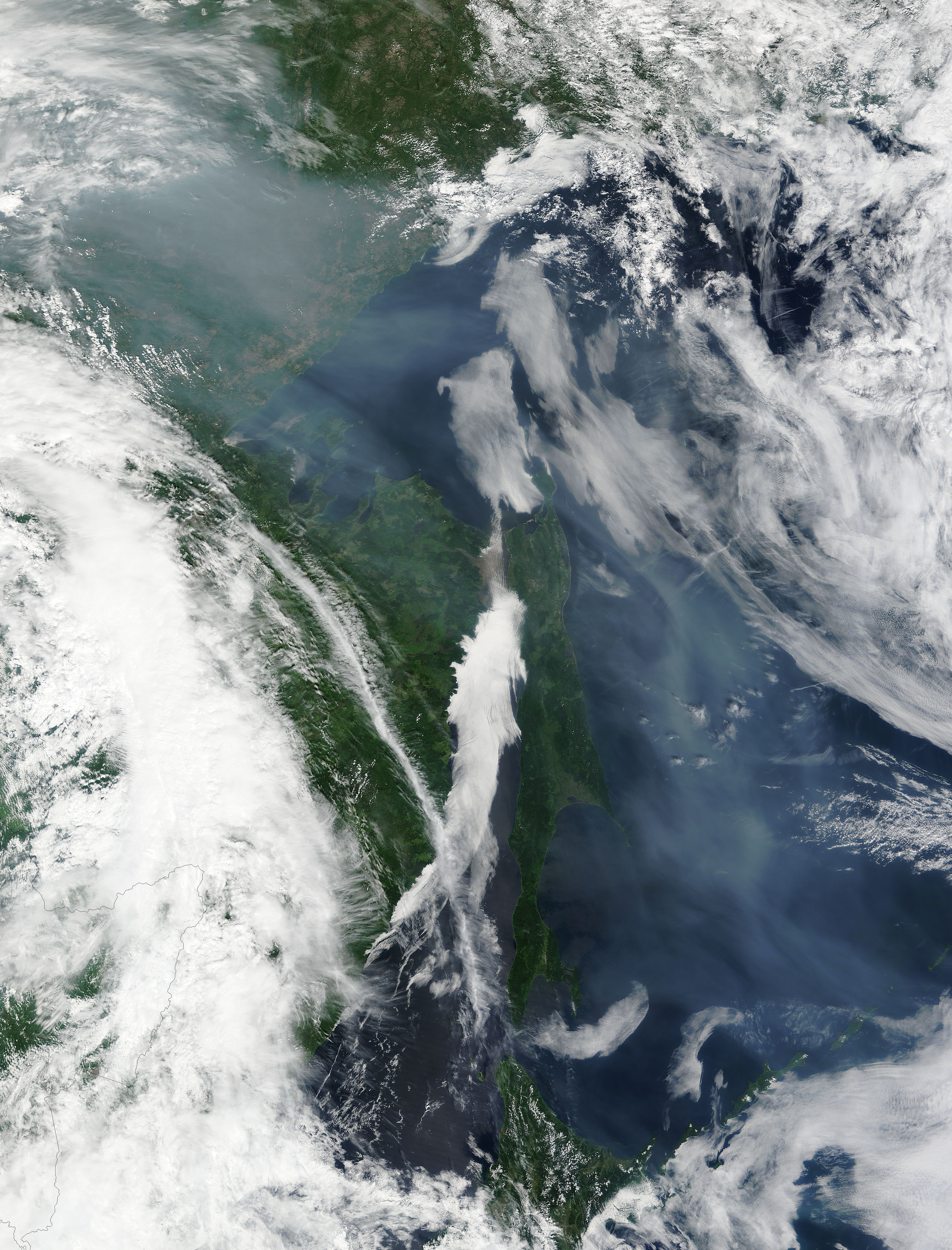 Smoke from Russian fires over the Sea of Okhotsk - related image preview