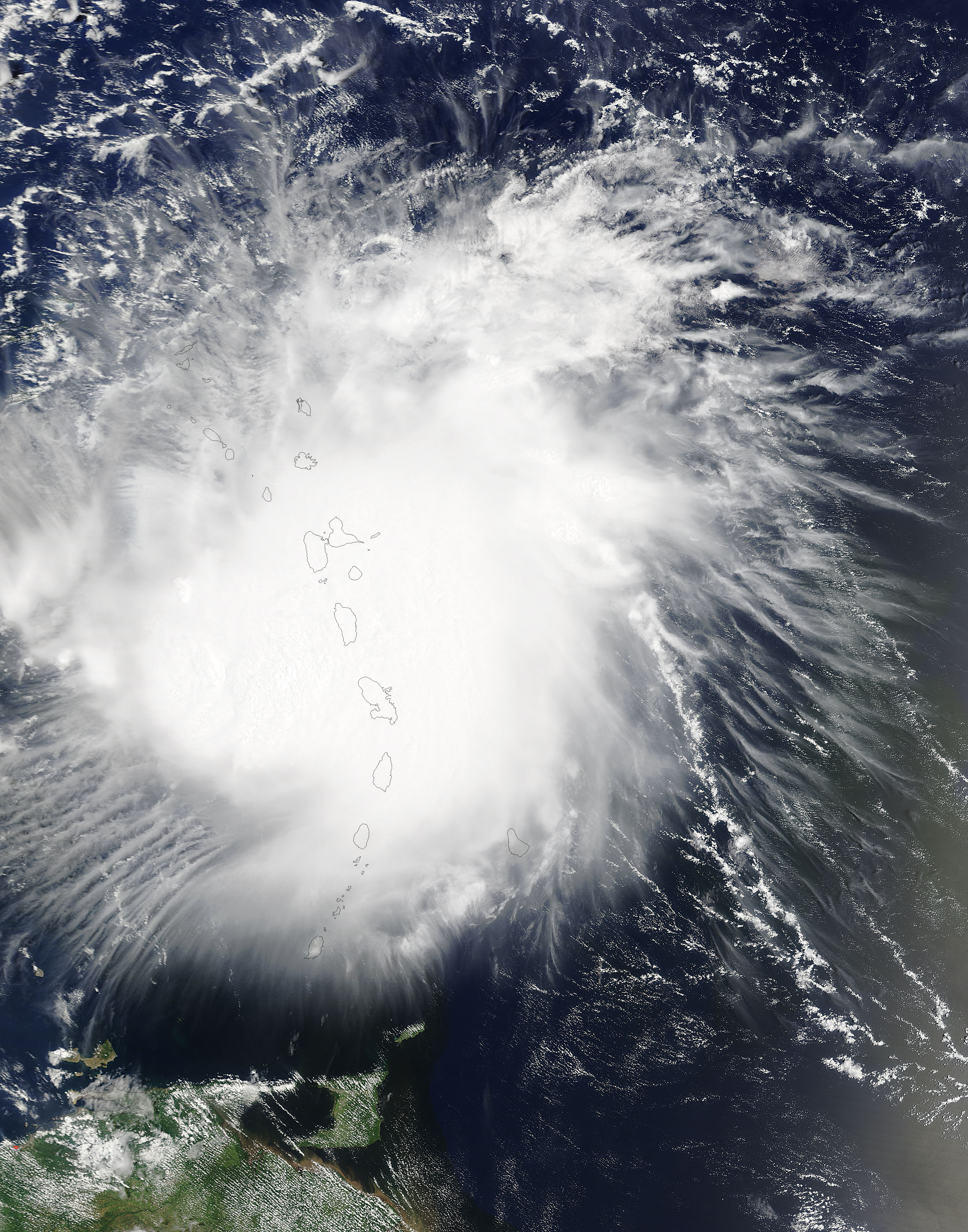 Tropical Storm Erika (05L) over the Lesser Antilles (morning overpass) - related image preview