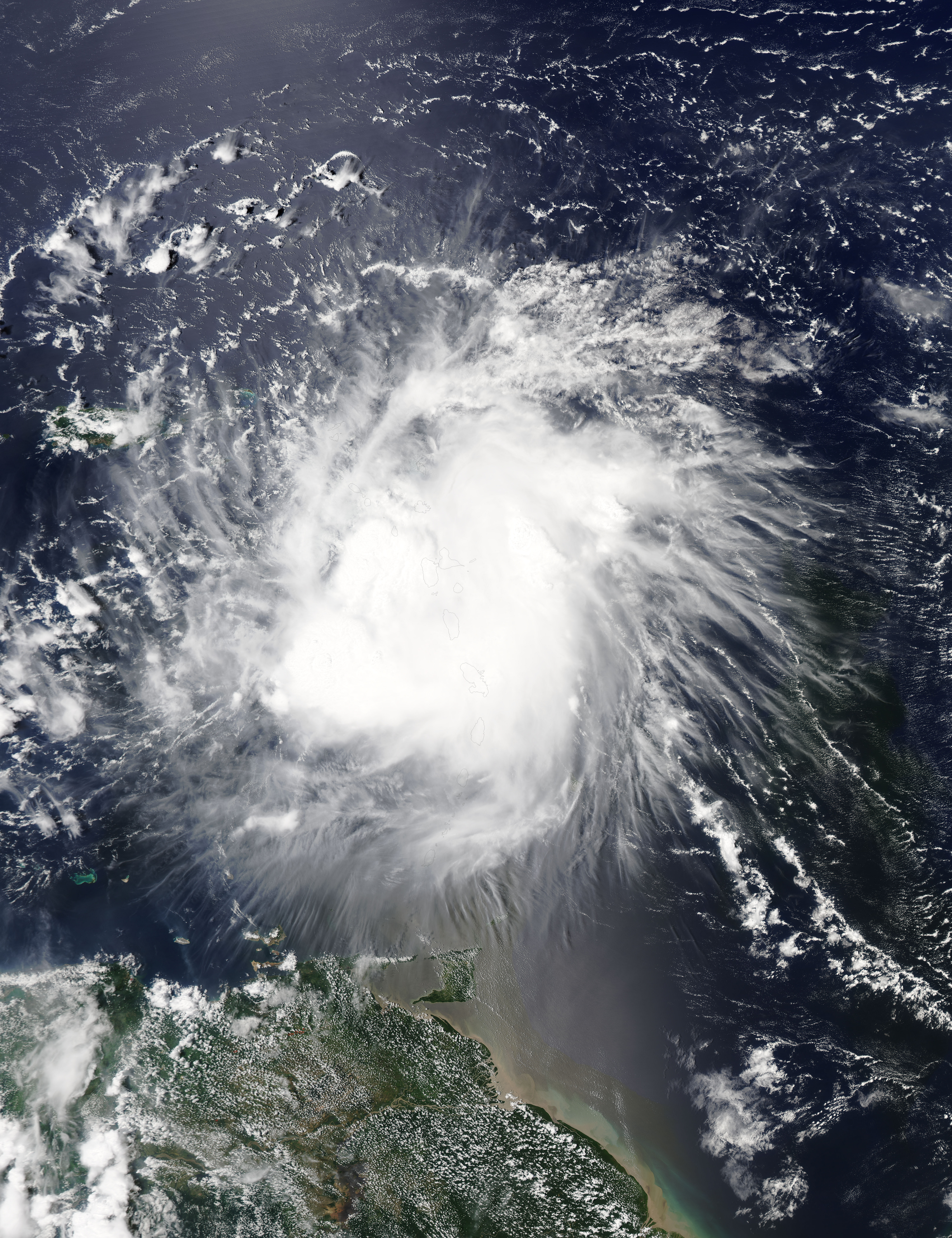 Tropical Storm Erika (05L) over the Lesser Antilles (afternoon overpass) - related image preview