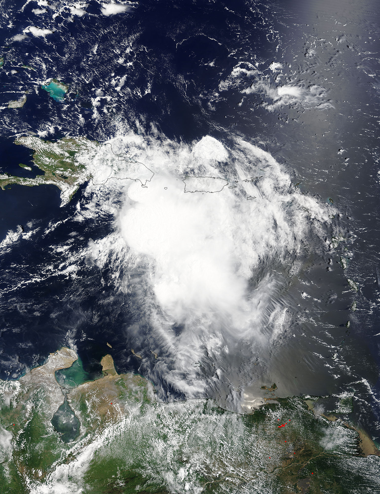 Tropical Storm Erika (05L) approaching Hispaniola - related image preview