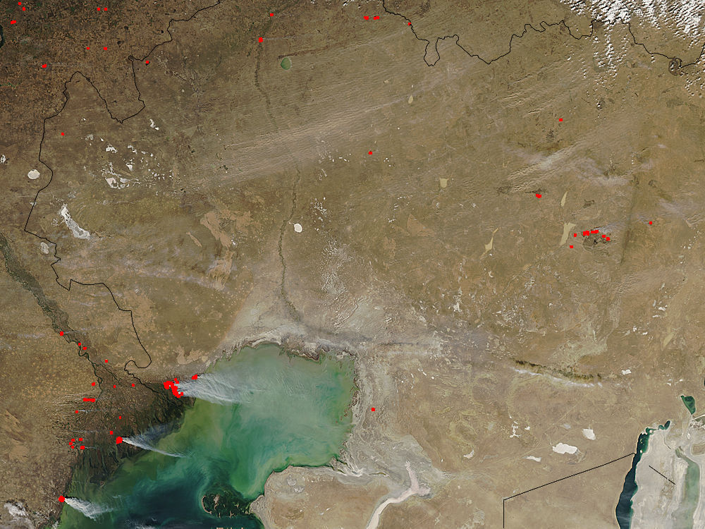 Dust and fires north of the Caspian Sea - related image preview