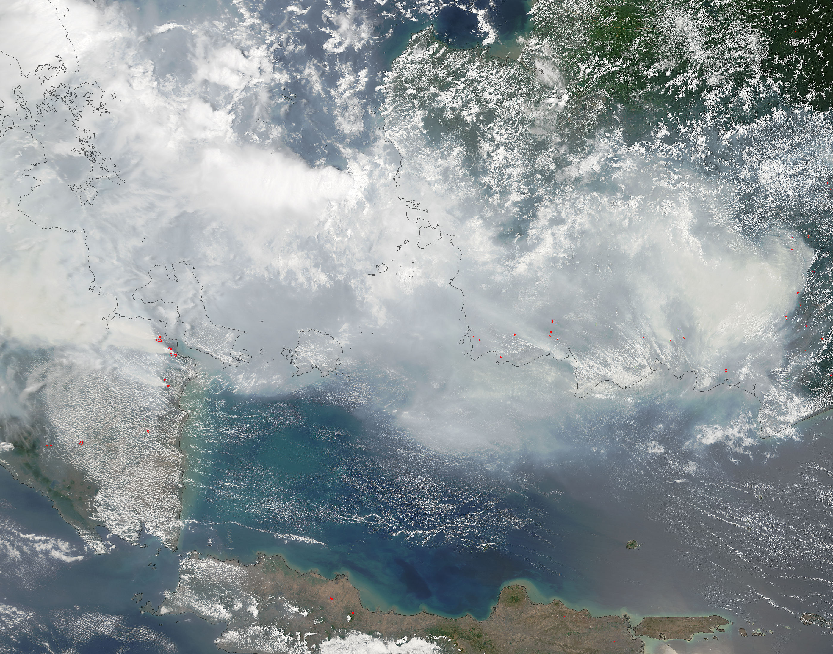 Smoke and fires in southern Sumatra and Borneo - related image preview