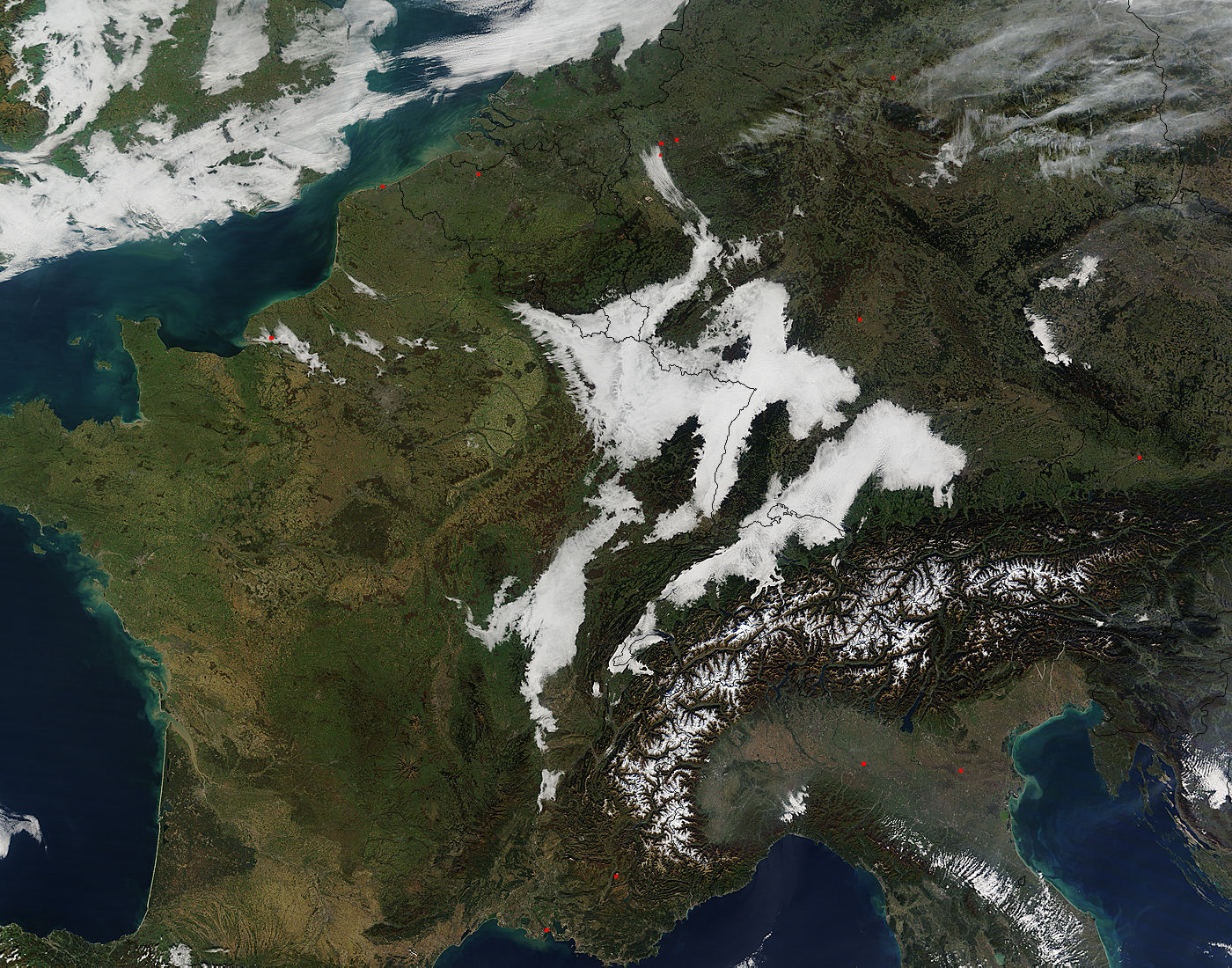 Low clouds in central Europe (morning overpass) - related image preview