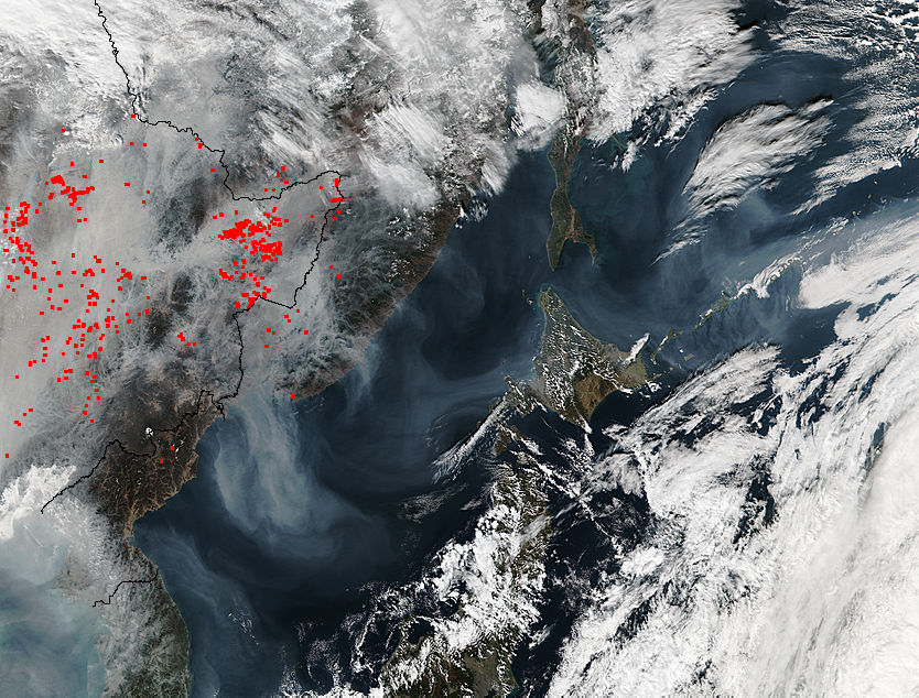 Smoke across eastern Asia and the Sea of Japan - related image preview