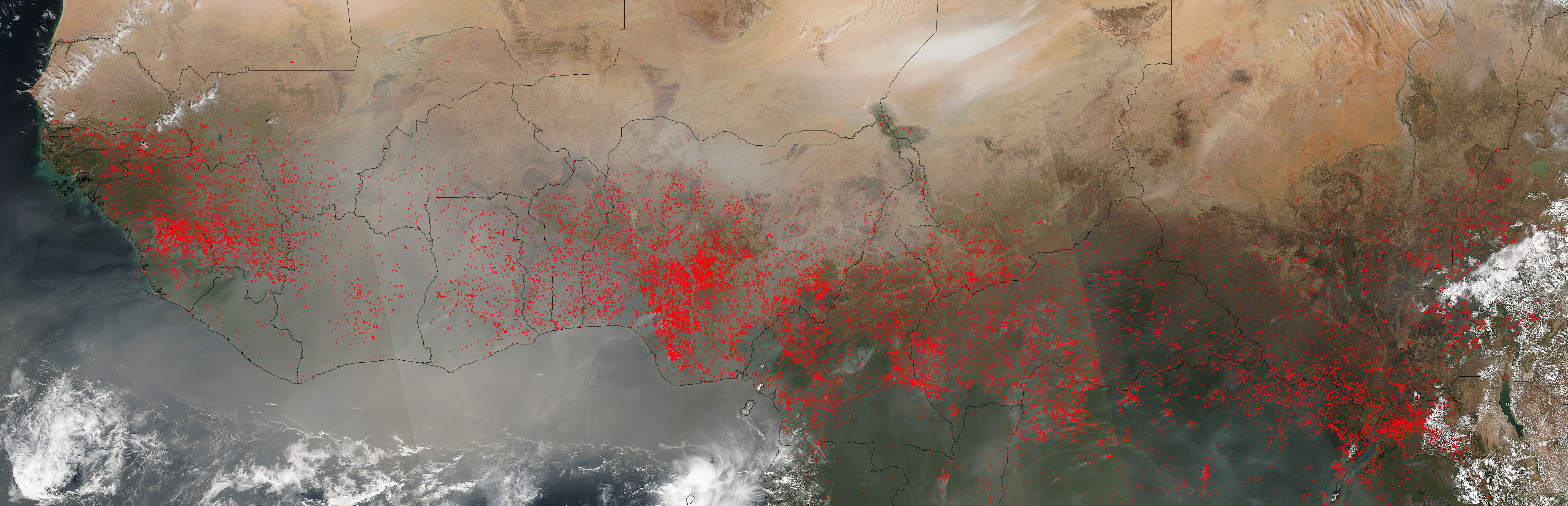 Fires and dust across Central Africa - related image preview