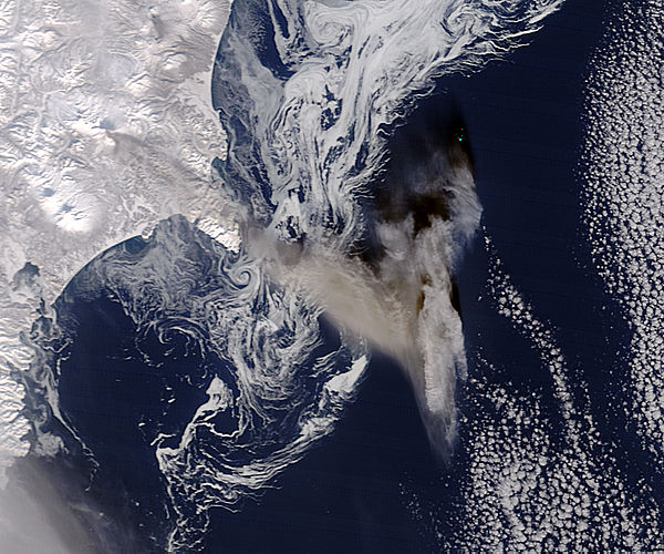 Ash plume from Zhupanovsky, Kamchatka Peninsula (morning overpass) - related image preview